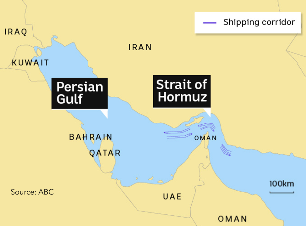 Map of the Strait of Hormuz